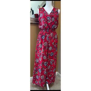NWT-Apt. 9 Red Floral Jumpsuit-Size M